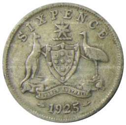 Монета 6 пенсов 1925 года Австралия