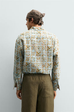 CAMISA RELAXED FIT ESTAMPADO GEOM?TRICO / Celeste - Zara фото 3