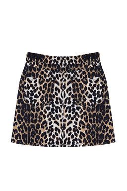 Kahverengi Leopar Desenli Dokuma Mini Etek TWOSS24ET00251