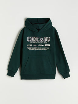 Kap??onlu Chicago Bask?l? Erkek ?ocuk Sweatshirt