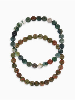 Браслеты парные «Яшма и Унакит», 2 шт. шар №6