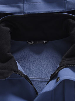 Ветровка мужская софтшелл виндстоппер с капюшоном спортивная синего цвета 9617_1S