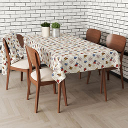 "Время кофе К" Скатерть 220х145см, длина стола до 180см, на 8-10 персон, рогожка 171г/м2, хлопок 100%, "Домашняя мода" (Россия)