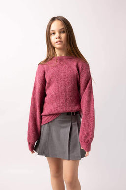 Свитер с круглым вырезом для девочек - Defacto фото 3