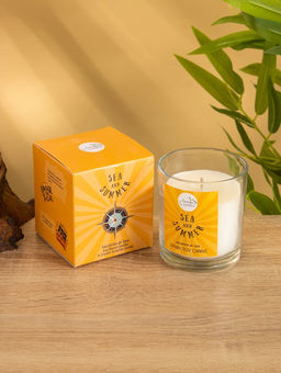 Свеча с кристаллом внутри Sea and Summer Vacation at Sea, 120 г, соевый воск, морской