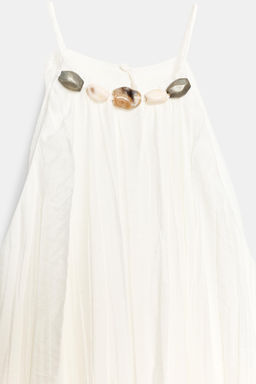 VESTIDO MIDI EFECTO ARRUGADO ABALORIOS / Crudo - Zara фото 11
