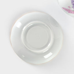 Чайная пара Добрушский завод «Сирень», 2 предмета: чашка 300 мл, блюдце d=15 см, фарфор, белая