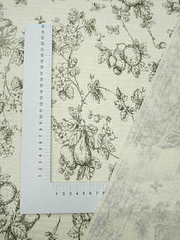 Муслин двухслойный с эф.жатости Садовая трель цв.кремовый/черный, ш.1.4м, хлопок-100%, 115гр/м.кв - Купава фото 4