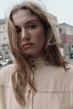 CONTRASTING SEAM BALLOON TOP - Zara фото 5