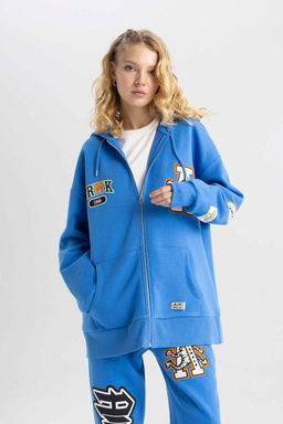 Толстовка на молнии с капюшоном Cool Airwalk Oversize - Defacto фото 5
