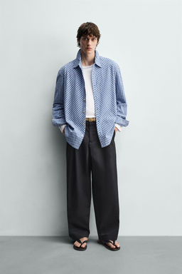 CAMISA RELAXED FIT CUADROS TEXTURA / Azul