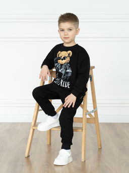 Костюм детский черный тедди байкер 7045г (98, 56)