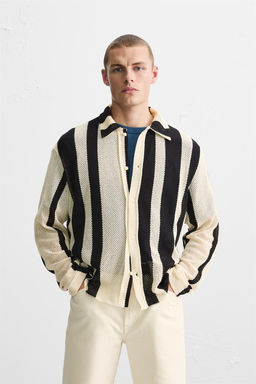 STRIPED MESH TEXTURED POLO SHIRT - Zara фото 2
