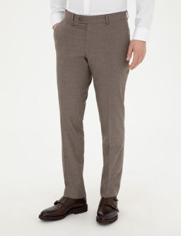 A__k Kahverengi Slim Fit Kuma_ Pantolon