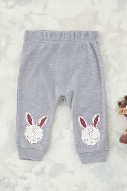 Gri Melanj K?z Bebek Tavsan Bask?l? Orme Tayt/Esofman Alt? TKDSS25TA00018 - Trendyolmilla фото 2