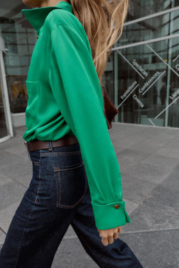 SATIN SHIRT WITH POCKET - Zara фото 3