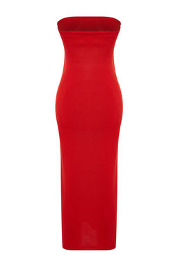 K?rm?z? Maxi Triko Straplez Elbise TWOSS24EL00360 - Trendyolmilla фото 8