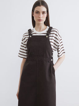 Kare Yaka Kad?n Jean Salopet Elbise