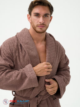 Жаккардовый мужской махровый халат с шалькой МЗ-11 (118)
