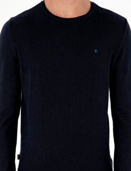 Lacivert Slim Fit Bisiklet Yaka Basic Triko Kazak