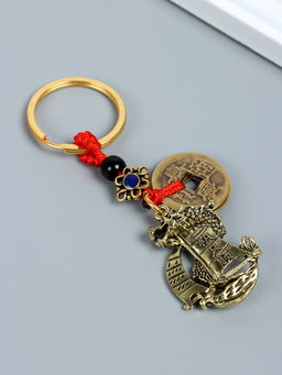 Брелок для ключей на кольце Нэцкэ. Дракон на корабле, металл, 5 монет, набор 2 шт., h=8 см