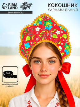 Карнавальный кокошник «Русско-народный», красный