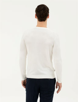 Ekru Slim Fit Bisiklet Yaka Triko Kazak - Pierre cardin фото 5