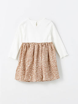 Bisiklet Yaka Uzun Kollu Desenli K?z Bebek Elbise - Waikiki фото 3