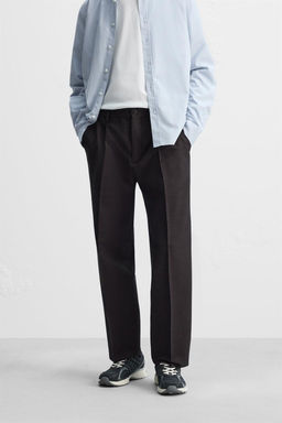 COTTON/WOOL PLEATED TROUSERS - Zara фото 12