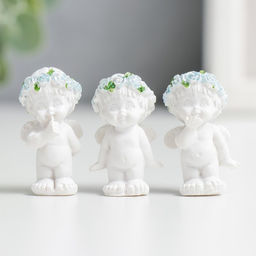 Цена за 2 шт. Фигурка полистоун Ангелочек малышок, голубой веночек, 3?1.5?2 см, МИКС