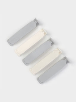 Цена за 2 шт. Зажимы для пакетов Доляна, пластик, 7×7.5×1.5 см, набор 5 шт., белые/серые