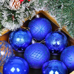Новогодние шары "Волшебство ночи" 8 см (набор 12 шт), Синий