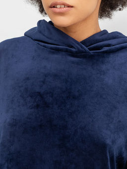 Плюшевое платье-худи с карманом-кенгуру темно-синего цвета - Mark formelle фото 4