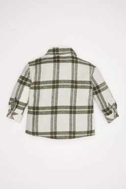Фланелевая рубашка в клетку с карманами и длинными рукавами для маленьких мальчиков - Defacto фото 4