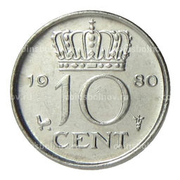 Монета 10 центов 1980 года Нидерланды