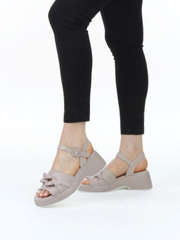 08-XL693-3 GRAY/BEIGE Босоножки женские (натуральная кожа)