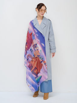 Большой, красивый двусторонний палантин с рисунком в стиле арт-декои необычной текстурой ткани. - Tantino фото 5