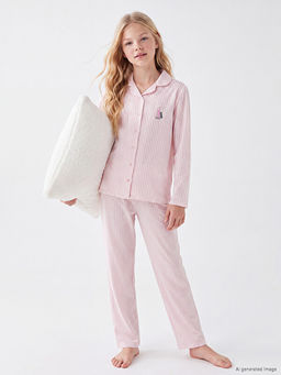 G?mlek Yaka K?z ?ocuk Pijama Tak?m