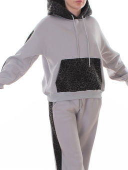 008 GRAY/LT. BLUE/LEOPARD Костюм спортивный зимний женский (95% хлопок, 5% полиэстер)