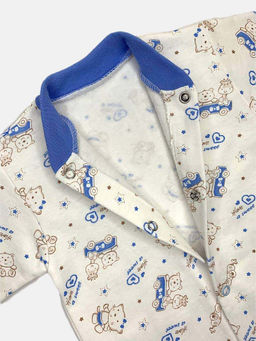 Комбинезон футер с длинным рукавом, арт.C-KB152-ITn, бело-голубой - Мамин малыш фото 3