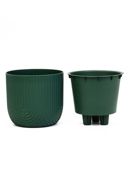 Кашпо для цветов «Рамона», 7.8 л, d=28 см, h=25.5 см, со вставкой, пластиковое, цвет нефрит