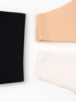 Наб бесшов трусов (3шт) жен бикини MINAKU 90%нейл/10%спанд/ласт-ца100%хл бел/беж/черн р.S