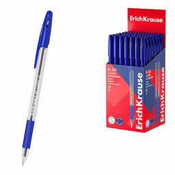 Цена за 50 шт. Ручка шариковая ErichKrause R-301 Stick&Grip Classic 1.0, цвет чернил красный (в коробке по 50 шт.)
