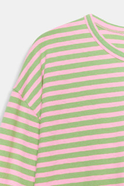 CAMISETA ALGOD?N Y LINO RAYAS / Menta - Zara фото 8