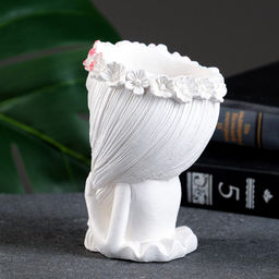 Декоративное кашпо для цветов Девушка с косой, 80 мл, 11?8?8 см, гипс, белое - Хорошие сувениры фото 11