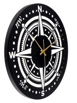 Часы настенные интерьерные «Компас», бесшумные, плавный ход, d=40 см, металл, чёрные