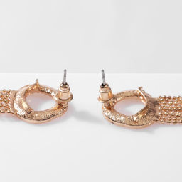 Серьги висячие Круг с цепочками, цвет золото - Queen fair фото 2