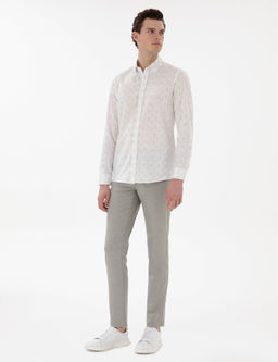 Haki Slim Fit Yazl_k Kanvas Pantolon
