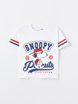 Bisiklet Yaka K?sa Kollu Snoopy Bask?l? Erkek Bebek Ti??rt