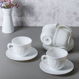 Чайный набор 12 предметов 200 мл белая А / XWB190HP55-6E (WHITE) /уп 8/ - Галеонтрейд фото 2